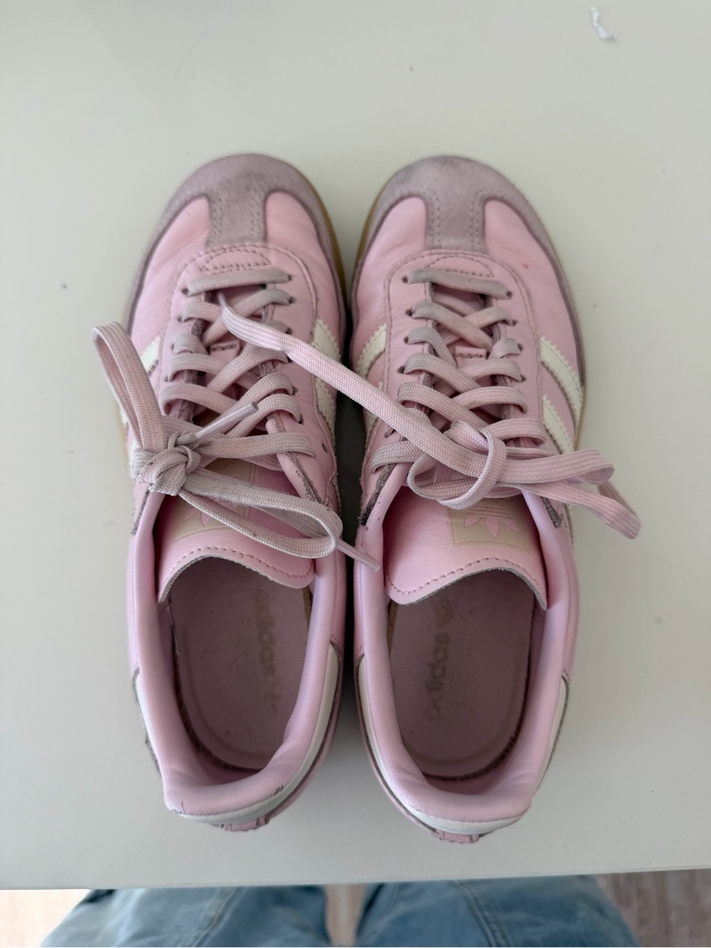 adidas Pink and White Women's Lace-Up Sneakers
